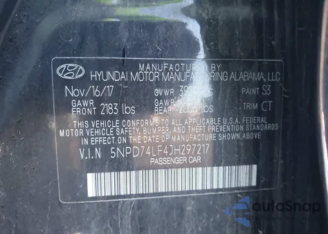 2018 Hyundai Elantra Se из США, поврежденный, VIN 5NPD74LF4JH297217